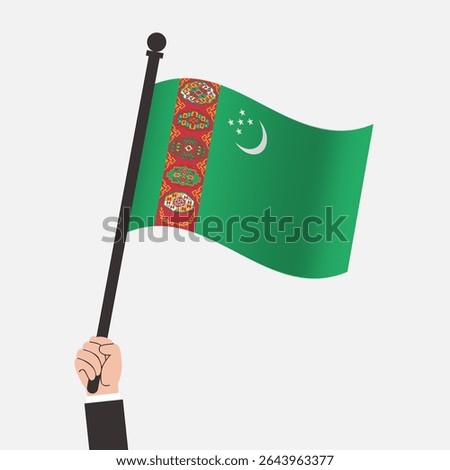 Hand Holding Turkmenistan Waving Flag