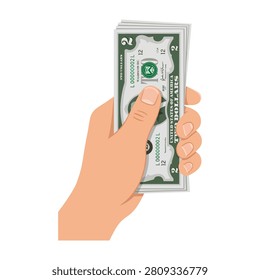 A hand holding a twenty dollar bill, symbolizing financial transactions and money exchange