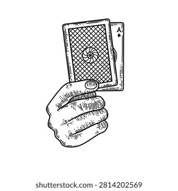 Hand Holding Two Playing Cards Design