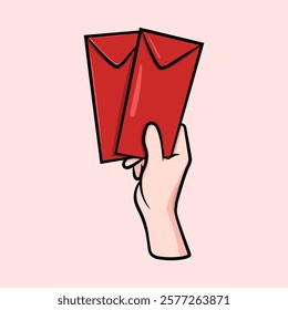 Hand holding two red envelopes