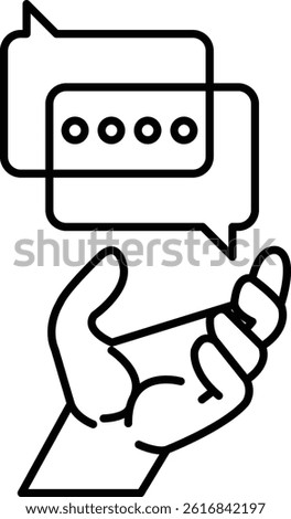 A hand holding two speech bubbles