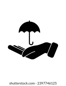 Hand, die einen Schirm hält Symbol, Vektorbestes flaches Symbol.