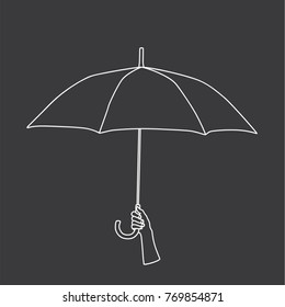 Hand holding an umbrella, vector illustration design. Hands collection.