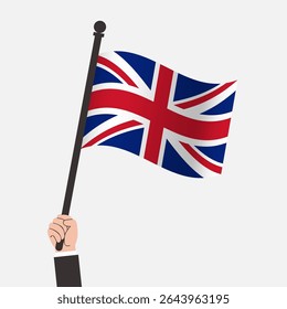 Hand Holding United Kingdom Waving Flag