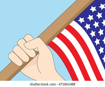Hand holding the United States of America flag, vector illustration