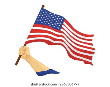 Hand holding USA, American, United States Flag, as banner or background, Vector illustration