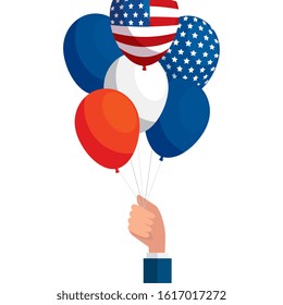 hand holding usa balloons design, United states america independence nation us country and national theme Vector illustration
