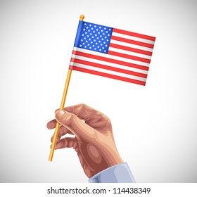 hand holding usa flag