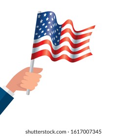 Hand holding usa flag design, United states america independence labor day nation us country and national theme Vector illustration