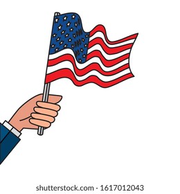 Hand holding usa flag design, United states america independence labor day nation us country and national theme Vector illustration