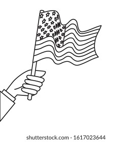 Hand holding usa flag design, United states america independence labor day nation us country and national theme Vector illustration