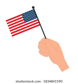 hand holding usa flag design, United states independence day and national theme Vector illustration