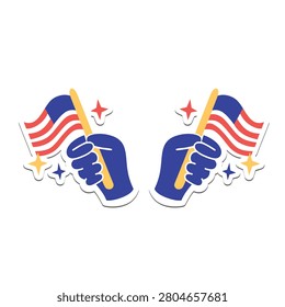 Hand holding USA flag map illustration for Independence Day celebration