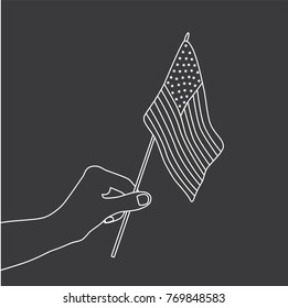 Hand holding an usa flag, vector illustration design. Hands collection.