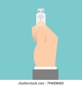 Hand holding usb wireless router
