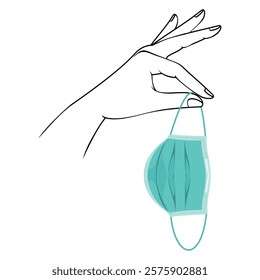 Hand holding used mask. vector illustration