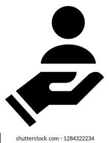 Hand Holding User Customer Care UX Vector Icon