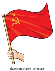 Hand Holding Ussr Flag