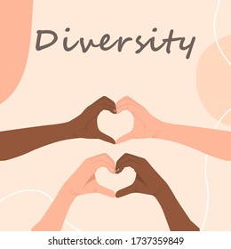 Hand holding variation of object, Woman hands make heart sign,
Hands Diverse Diversity Ethnic Ethnicity Variation, International Human Rights awareness month illustration for global equality and peace