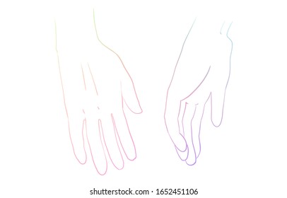 Hand, die Vektorillustration hält Symbol, Regenbogenlinie
