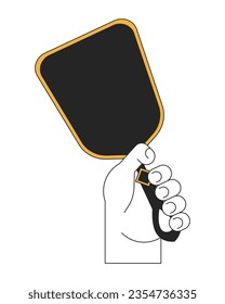 Hand holding vintage mirror flat line color isolated vector object. Handheld dark mirror. Editable clip art image on white background. Simple outline cartoon spot illustration for web design