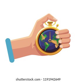 Hand holding vintage world clock