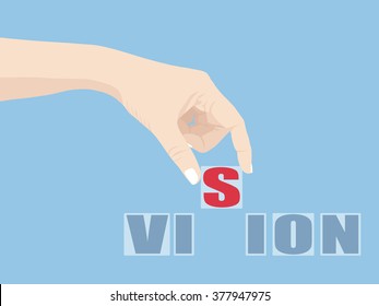 Hand Holding Vision word, Vector Illustration EPS 10.