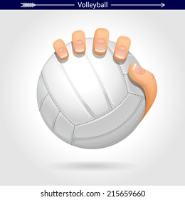 Hand Holding a Volleyball Ball Icon/Sticker