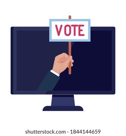 hand holding vote banner on computer design, President election government and campaign theme Vector illustration