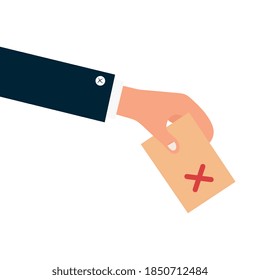 hand holding vote card paper design, President election government and campaign theme Vector illustration