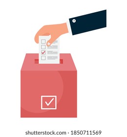 hand holding vote paper and box design, President election government and campaign theme Vector illustration