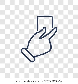 Hand holding vote paper icon. Trendy linear Hand holding vote paper logo concept on transparent background from Political collection
