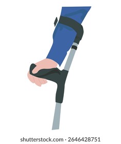 mão segurando bengala. mão segurando bengala médica. Muletas com cotovelo