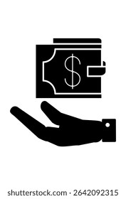 Hand holding wallet with dollar bill