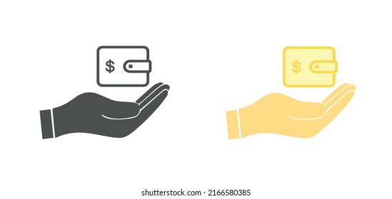 Icono de vector de cartera de mano en diseño plano moderno aislado en fondo blanco en dos estilos diferentes. ilustración vectorial eps10.