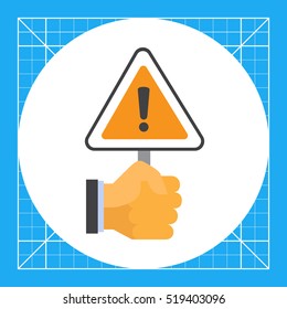 Hand holding warning sign