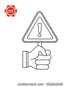 Hand Holding Warning Sign Icon