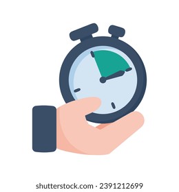 Hand holding a watch stops time Deadline concept for paying taxes. Vector Illustration.