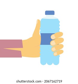 Hand Holding Water Bottle isolated on white background