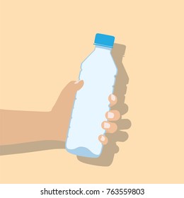 Hand holding water bottle, vector illustration design. Hands collection.