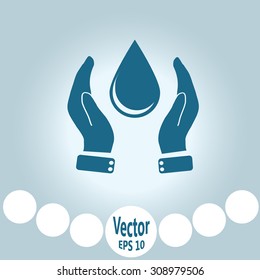 Hand holding water drop. 