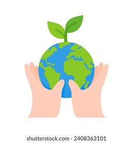 Hand holding a water drop globe Campaign idea to reduce water use for the world on World Water Day