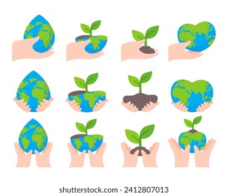 Hand holding a water drop globe Campaign idea to reduce water use for the world on World Water Day