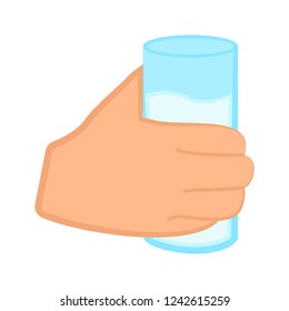 Hand holding a water glass. Vector illustration design