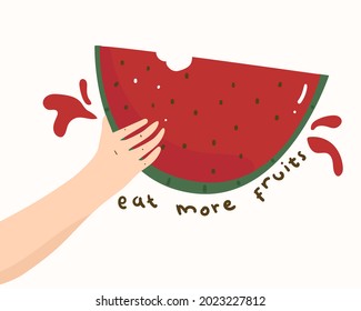 hand holding watermelon slice. healthy life, eat fruit concept