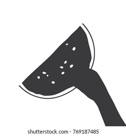 Hand holding a watermelon, vector illustration design. Hands collection.