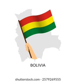 Hand holding waving Bolivian flag 