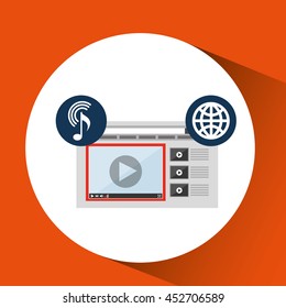 hand holding website music design icon, vector illustration
