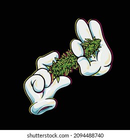 hand holding weed cannabis bud nug flower marijuana