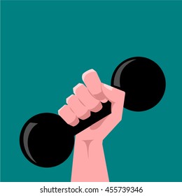 Hand holding weight vector.